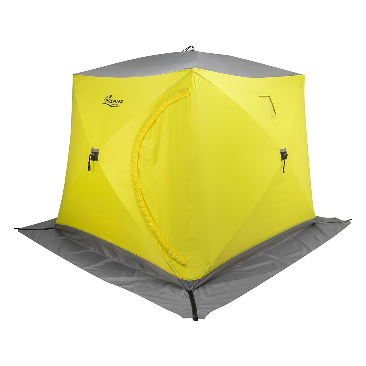 Палатка зимняя PREMIER утепл. Куб ЛОНГ-2 желтый/серый