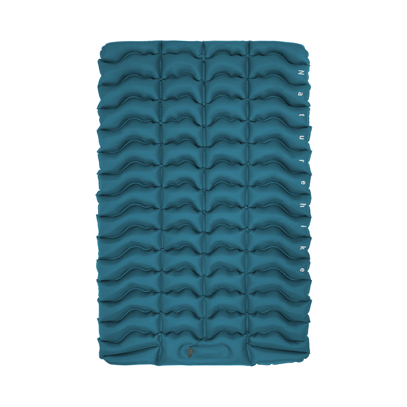 Коврик надувной Naturehike FC01 200х125х9,5 см, двойной, с насосом, голубой