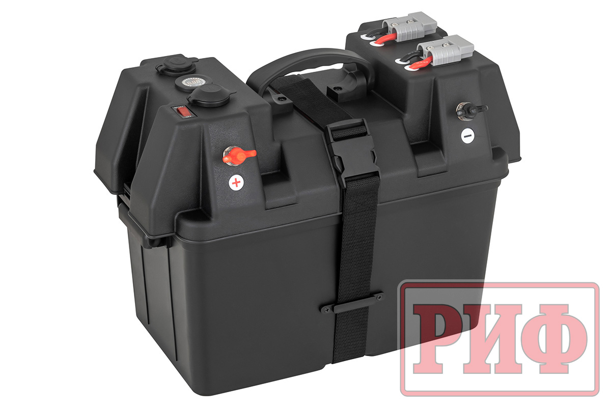Бокс аккумуляторный 2xUSB, 1x12В, вольтметр с индикацией (424х251х306 мм)
