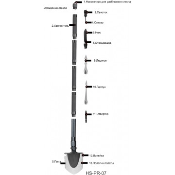 Лопата HELIOS складная многофункциональная 110 см