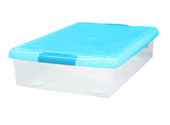 Короб для хранения IRIS THIN BOX 34л, прозрачный-голубой