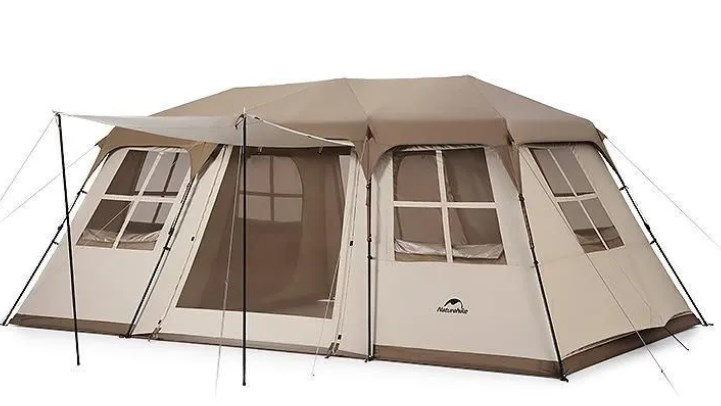 Палатка Naturehike Village 17, 4-местная, автоматическая, алюминиевый каркас, коричневая