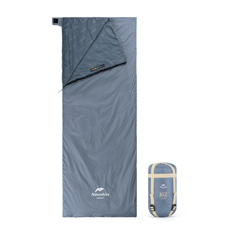 Мешок спальный Naturehike LW180, 205х85 см, (ТК: +15C), серо-голубой