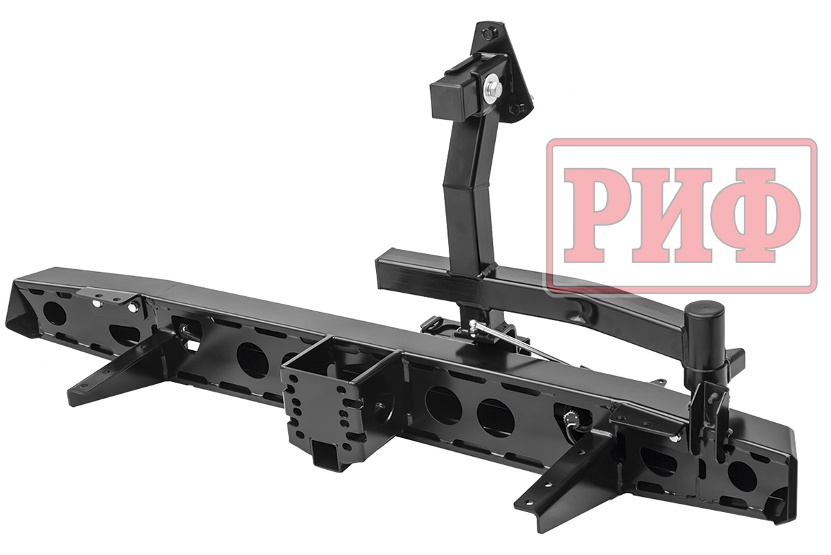 Бампер РИФ задний УАЗ Хантер с квадратом под фаркоп, фонарями, калиткой слева, подсветкой номера, стандарт