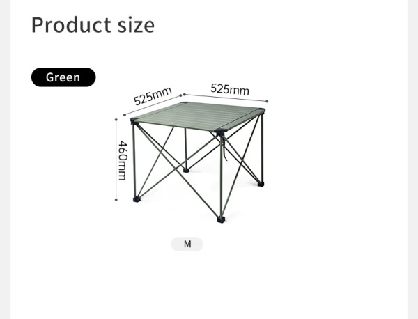 4 Стол туристический Naturehike Yamami L03 алюминиевый, 52,5х52,5х42 см, складной, серо-зеленый