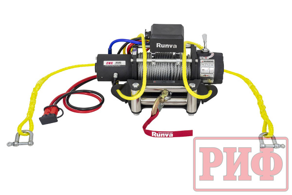 Лебёдка переносная РИФ 9500S c квадратом для фаркопа, стальной трос (облегченная) Лебёдка переносная РИФ 9500S c квадратом для фаркопа, стальной трос (облегченная)