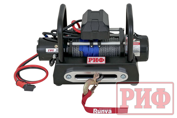 Лебёдка переносная РИФ 9000USR c площадкой и проводами (синтетический трос)