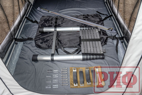 Палатка на крышу автомобиля РИФ Hard RT05-125, корпус черный, тент светло-серый, 210х125х150