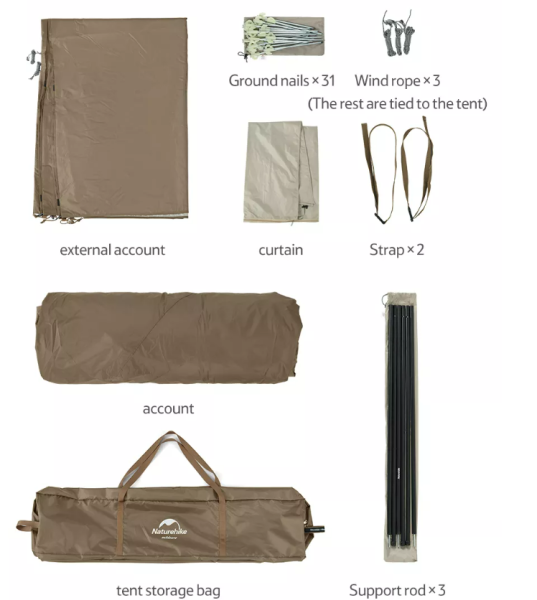 3 Палатка Naturehike Village 13 автоматическая 5-8-местная