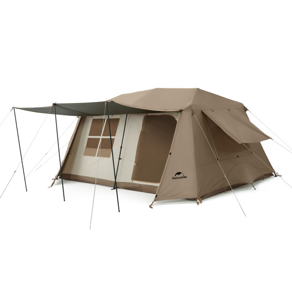 Палатка Naturehike Village NEO автоматическая 4-6-местная, коричневая BlackOut