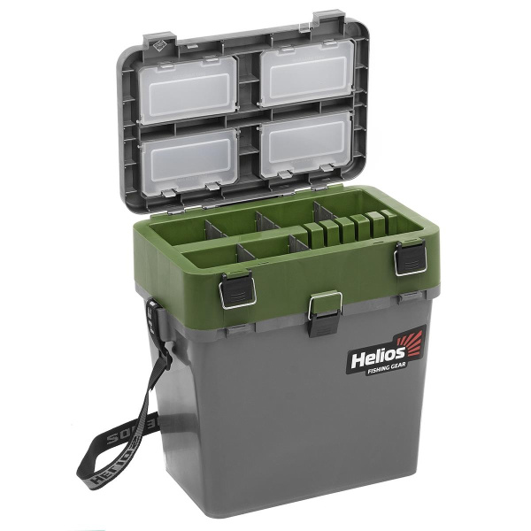 Ящик рыболовный зимний HELIOS, 19 л, серый/хаки
