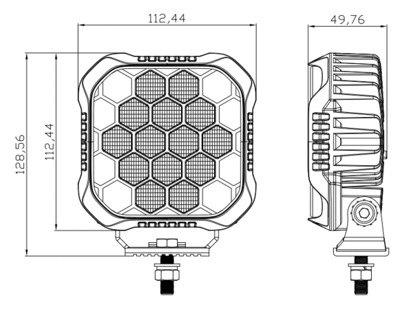 Светодиодная фара рабочего света РИФ 112x112x50 мм 90W LED