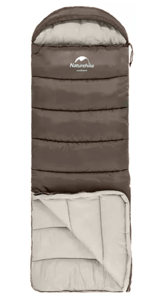 Мешок спальный Naturehike U250S, (190х30)х75 см, (правый) (ТК: 0C), коричневый