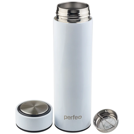 Термос PERFEO 450 мл, с ситечком, белый