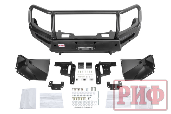 Бампер РИФ силовой передний Mitsubishi Pajero Sport 2015+ под доп. фары и парктрон., с защит. дугой