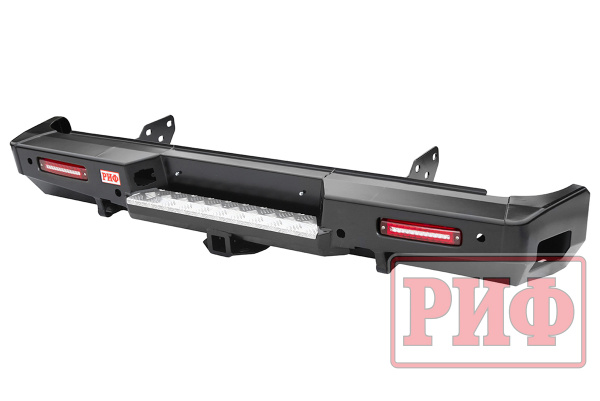 Бампер РИФ задний Toyota Tundra 2007+ с квадратом под фаркоп и фонарями