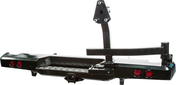 Бампер РИФ силовой задний VW Amarok с квадратом под фаркоп, калиткой, фонарями, подсветкой номера