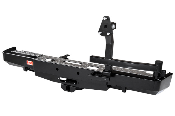 Бампер РИФ задний ГАЗ Соболь с площадкой под лебёдку, квадратом под фаркоп и калиткой, лифт 50 мм