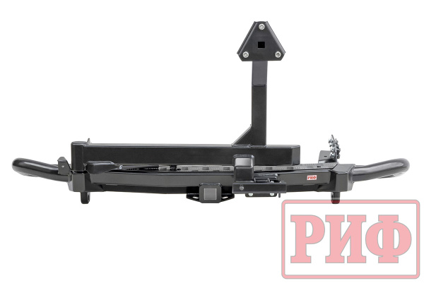 Бампер РИФ силовой задний Mitsubishi Pajero Sport 2015-2020 c квадр. под фаркоп, калиткой