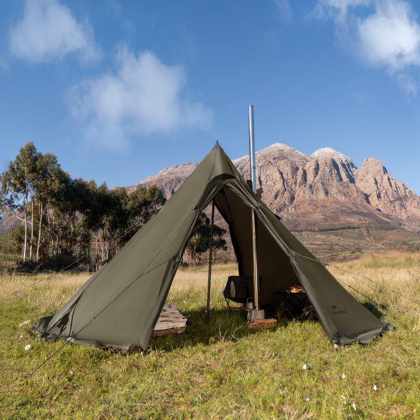3 Палатка Naturehike Пирамидальная, коричнево-зеленая