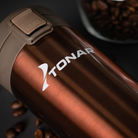 9 Термос-кружка ТОНАР 400 мл., коричнево-кофейный