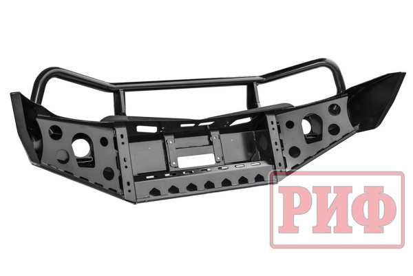 Бампер РИФ пер. Mitsubishi L200 05-15/Pajero Sport 09-15 с доп. фарами, защ. дуг. и защ. бачка омыв.