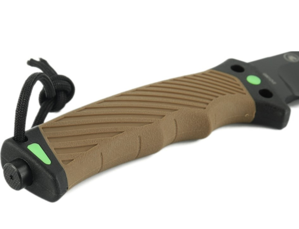 Нож туристический GANZO, длина 243 мм, сталь 8CR13, коричневый, с паракордом, в ножнах