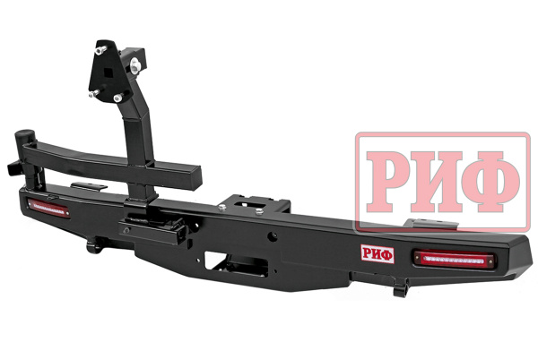 Бампер РИФ силовой задний УАЗ Хантер с площадкой под лебедку, калиткой и фонарями стандарт