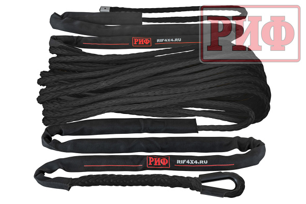 Трос для лебёдки синтетический РИФ 12 мм/26 м, черный Трос для лебёдки синтетический РИФ 12 мм/26 м, черный
