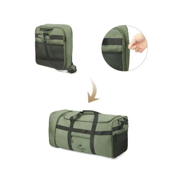 2 Сумка дорожная Naturehike, с колесами, 88 л., зеленая