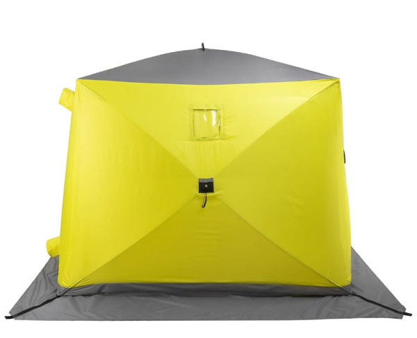 4 Палатка зимняя PREMIER утепл. Куб ЛОНГ-2 желтый/серый