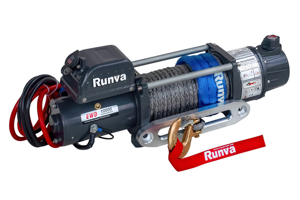 Лебёдка электрическая 12V Runva 10000 lbs 4500 кг (синтетический трос)