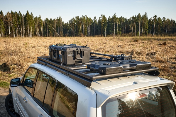 Багажник экспедиционный (платформа) алюминиевый РИФ 1150x2080 мм для Mitsubishi Pajero IV (с крепежом)