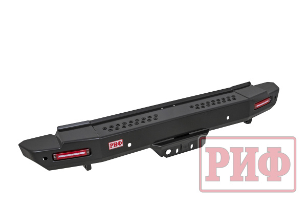 Бампер РИФ силовой задний Toyota Land Cruiser 200 2007-2012 с квадратом под фаркоп и фонарями