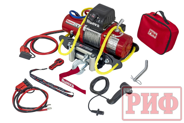 Лебёдка переносная РИФ 9.5XS c квадратом для фаркопа, корот. барабан, стал. трос (облегченная) Лебёдка переносная РИФ 9.5XS c квадратом для фаркопа, корот. барабан, стал. трос (облегченная)