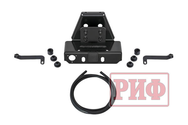 Бампер РИФ силовой задний Toyota Land Cruiser 200 2012-2015 с квадратом под фаркоп и фонарями