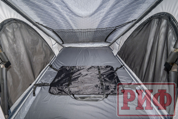 4 Палатка на крышу автомобиля РИФ Hard RT05-125, корпус белый, тент светло-серый, 210х125х150