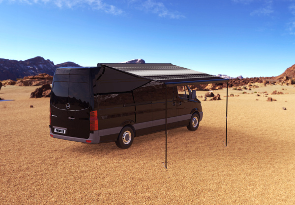 Маркиза автомобильная РИФ 3,0х2,5 м кассетная с электроприводом, корпус черный.