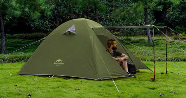 Палатка Naturehike P-Series 4-местная, алюминиевый каркас, зеленая