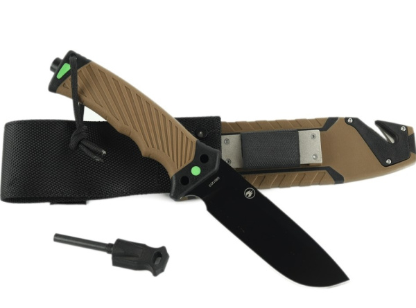 Нож туристический GANZO, длина 243 мм, сталь 8CR13, коричневый, с паракордом, в ножнах