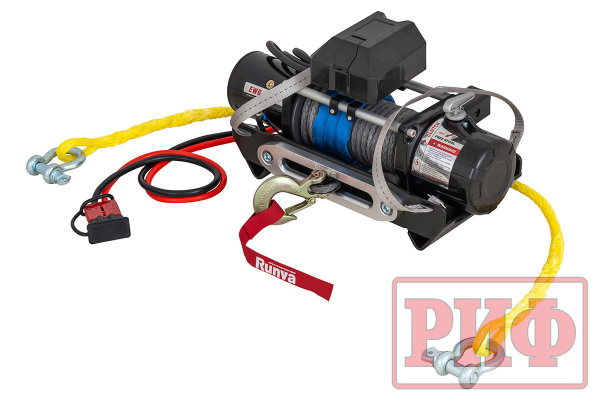 Лебёдка переносная РИФ 9000S c квадратом для фаркопа, синт. трос (облегченная) Лебёдка переносная РИФ 9000S c квадратом для фаркопа, синт. трос (облегченная)