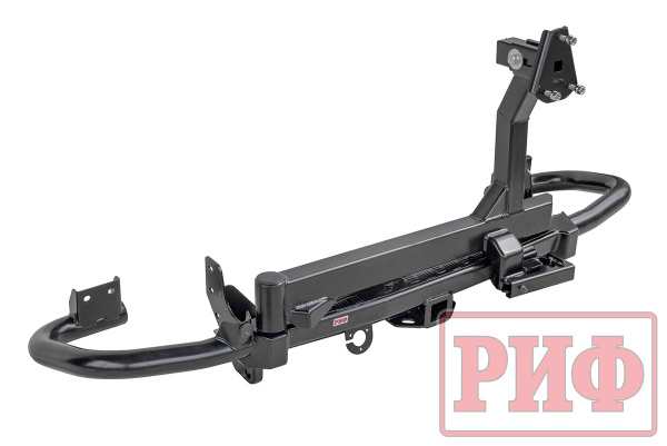 Бампер РИФ силовой задний УАЗ Патриот 2015+ c квадратом под фаркоп и калиткой, стандарт