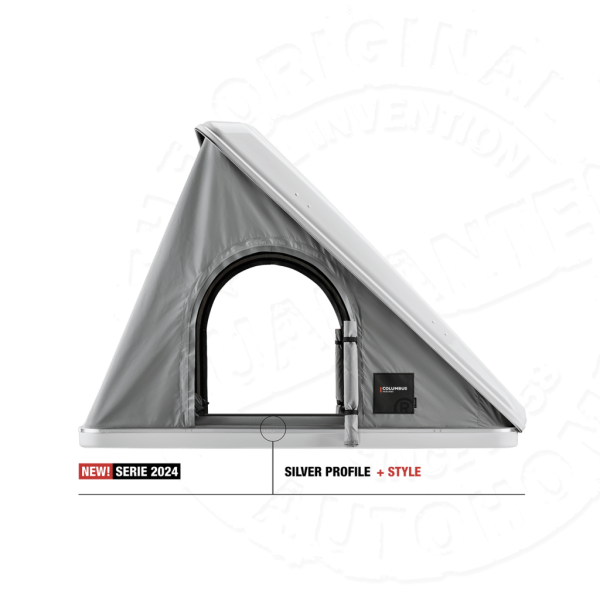 Палатка на крышу автомобиля AUTOHOME COLUMBUS VARIANT SMALL GRAY X-LONG, тент серый, лестница 215 мм