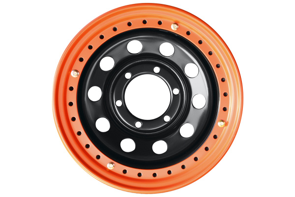 Диск усиленный стальной черный 6x139,7 8xR15 d110 ET-19 с бедлоком (оранжевый)