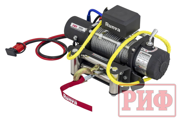 Лебёдка переносная РИФ 9500S c квадратом для фаркопа, стальной трос (облегченная) Лебёдка переносная РИФ 9500S c квадратом для фаркопа, стальной трос (облегченная)