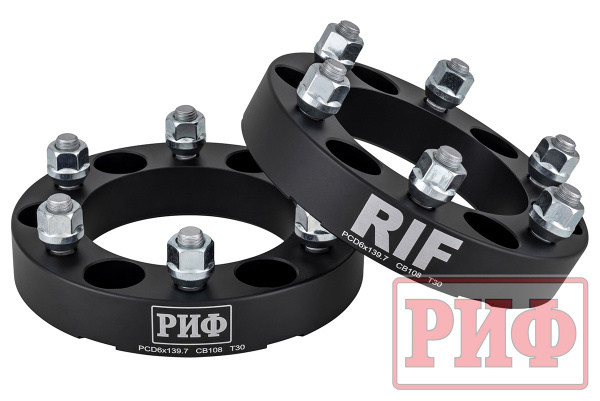 Проставки колёсные РИФ 6x139,7, ЦО 108 мм, толщина 30 мм, 12x1,5 (2 шт.)