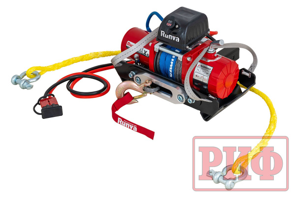 Лебёдка переносная РИФ 9.5XS c квадратом для фаркопа, корот. барабан, синт. трос (облегченная) Лебёдка переносная РИФ 9.5XS c квадратом для фаркопа, корот. барабан, синт. трос (облегченная)