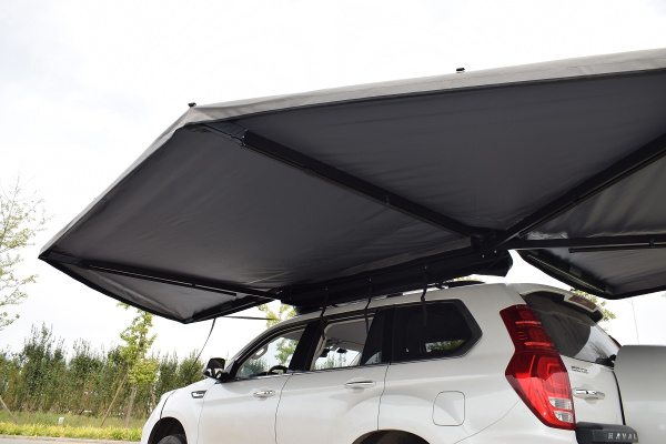 1 Маркиза автомобильная РИФ веерная, безопорная 2,3х2 м (левая), увеличенная, серая