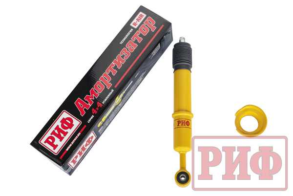 Амортизатор усиленный РИФ передний Toyota Hilux 2005-2014, Sollers ST6, Jac T6, T9 штатный и лифт 0-45 мм