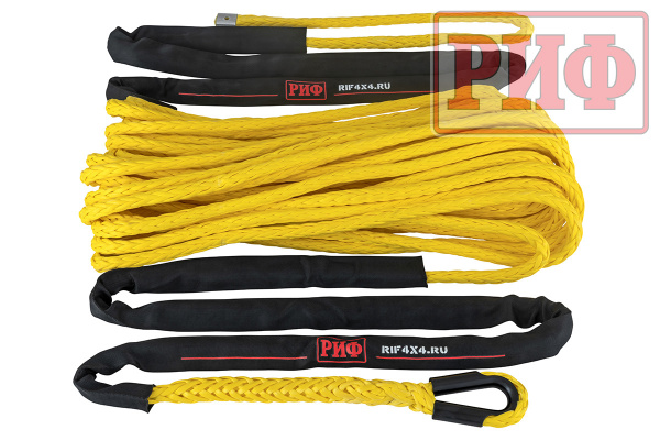 Трос для лебёдки синтетический РИФ 12 мм/26 м, желтый Трос для лебёдки синтетический РИФ 12 мм/26 м, желтый